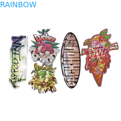 Onregelmatig gevormde verpakking Custom Design met Ziplock Holografische folie 3,5 g geurbestendige die cut Mylar zakken