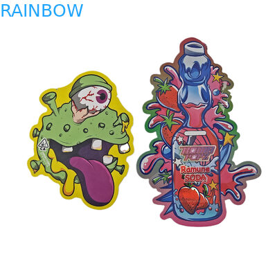 Onregelmatig gevormde verpakking Custom Design met Ziplock Holografische folie 3,5 g geurbestendige die cut Mylar zakken