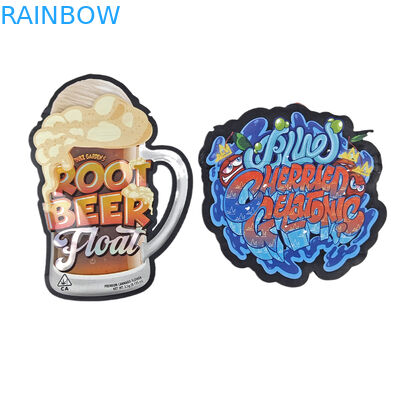 Onregelmatig gevormde verpakking Custom Design met Ziplock Holografische folie 3,5 g geurbestendige die cut Mylar zakken