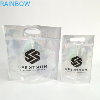 Gepersonaliseerde logo Zip Lock Bags Flat Holographic Film Mini Mylar Driezijdige zegel