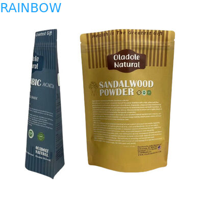 Kraft Bruin Papier Snack Bag Verpakking Staande zak Platte bodem Met rits