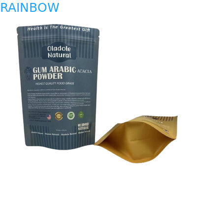 Kraft Bruin Papier Snack Bag Verpakking Staande zak Platte bodem Met rits