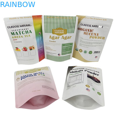 Groothandel Op maat gedrukte stand-up kraft papieren zak voor voedsel Flour Nut Rice Tea Spices Biodegradable Mylar Bags