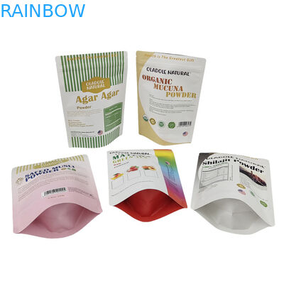 Groothandel Op maat gedrukte stand-up kraft papieren zak voor voedsel Flour Nut Rice Tea Spices Biodegradable Mylar Bags