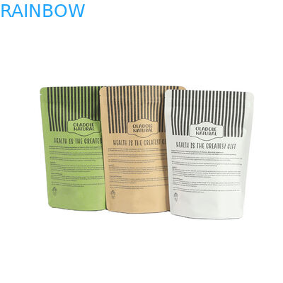 Digitaal afdrukken Gepersonaliseerd logo Wit kraftpapier zakken voor mango poeder noten huisdiervoedsel biologisch afbreekbaar geurbestendige papier verpakking