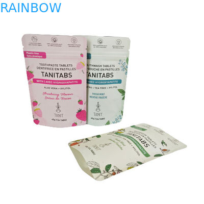 Milieuvriendelijke composteerbare kraftzak met hervergrendelbare rits voor cosmetische poederverpakkingen