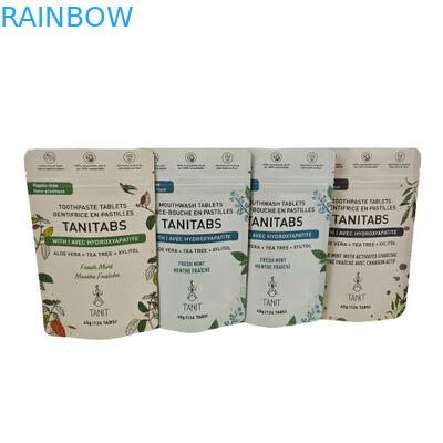 Milieuvriendelijke composteerbare kraftzak met hervergrendelbare rits voor cosmetische poederverpakkingen