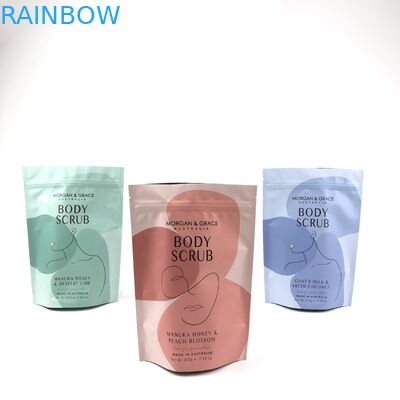 Stand-up body scrub bag aanpasbare cosmetische verpakkingszak met verschillende maten