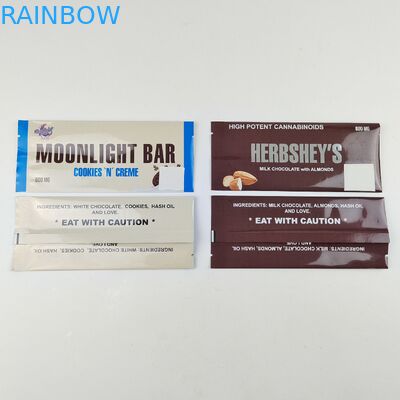 Warmteverzegeling Gelamineerde aluminiumfolie Mylar sachets Folie wikkels Op maat gedrukt Achterste verzegelde zakken Chocolade Energy Bar