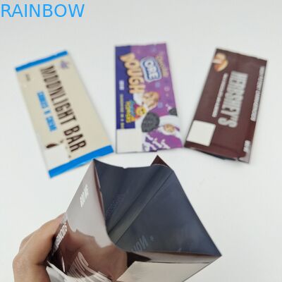 Warmteverzegeling Gelamineerde aluminiumfolie Mylar sachets Folie wikkels Op maat gedrukt Achterste verzegelde zakken Chocolade Energy Bar