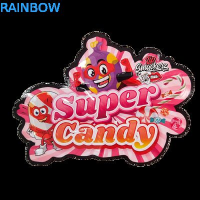 Die Cut 3.5g Plastic Bag Glossy Zipper Mylar Voor Gummy Herb Candy Verpakking Reukvrij Glossy oppervlak