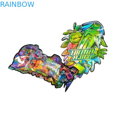 Aangepaste Vorm 3.5g Display Doos Mylar Zakken Kindveilig Zachte Aanraking Gestanste Zak Voor 1g 3.5g 7g 14g 28g Eetbaar Plastic