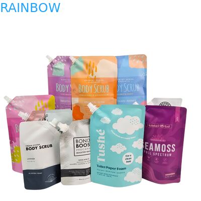 Vloeibare Plastic Standaard Zak Met Tuit Knijpverpakking Zak Voor Cosmetica Drank Lotion Spuitzak