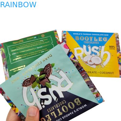 Eetbare aluminiumfolie sachet achterkant seal kleine plastic mylar havermout chocolade energiereep koekje snack snoep verpakkingszak