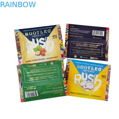 Eetbare aluminiumfolie sachet achterkant seal kleine plastic mylar havermout chocolade energiereep koekje snack snoep verpakkingszak