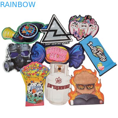 Regenboogverpakking Custom Die Cut Mylar Bags Speciale vorm 3.5g 7g 14g 28g Kinderwaardig Geurbestendige Eetbare Plastic Flower Bag