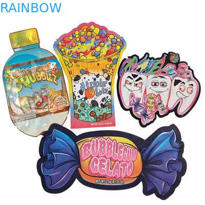 Aangepast logo 3,5 g 7 g 14 g hersluitbare PE plastic voedselverpakking met ritssluiting, foliezak, kindveilige, geurwerende kruiden gummy mylar zak