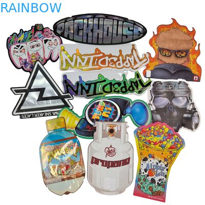 Warm te koop Glanzende Die Cut Mylar Bag Met Zipper Eetbare Geurvast 3.5 7g 14g 28g Champignon Gummies Custom Printing Plastic Bag