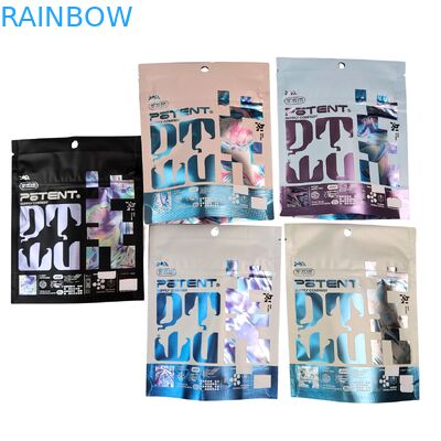 Digitaal afdrukken Holografisch 3.5g Cali-verpakkingen 4x5 zakjes Onregelmatige aluminiumfolie Champignon gummies Verpakking Die Cut Mylar-zakken