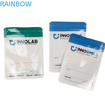 Aanpasbare Witte Ritssluiting Zak voor Tandheelkundige Tanden Clear Aligners Verpakking Eén Kant Transparant met Heat Seal en Logo Uitlijning