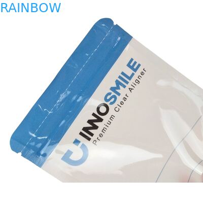 Aanpasbare Logo Ritssluiting Zak voor Tandheelkundige Aligners met Heat Sealing en Enkele Zijde Transparante Mylar Plastic Zak