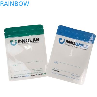 Aanpasbare Logo Ritssluiting Zak voor Tandheelkundige Aligners met Heat Sealing en Enkele Zijde Transparante Mylar Plastic Zak