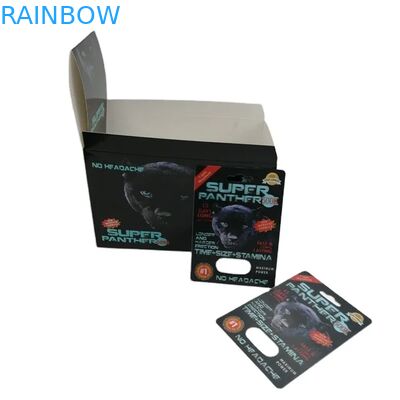 Groothandel Custom Rhino 100k 150k 200k Capsule Verbetering Pillen Geneeskunde 3d Verpakkingskaart met papier display box
