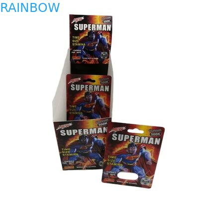 Groothandel Custom Rhino 100k 150k 200k Capsule Verbetering Pillen Geneeskunde 3d Verpakkingskaart met papier display box
