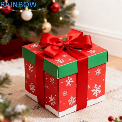 Recyclebare Biologisch Afbreekbare Kraft Rechthoekige Geschenkdozen Opvouwbare Deksel Lint UV-coating Mat Aangepaste Verjaardag Kerst Geschenkdoos