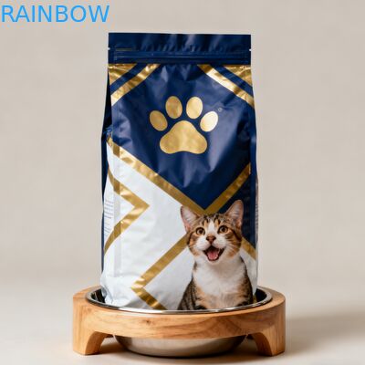 Aangepaste Biologisch Afbreekbare Dierlijke Voeding Verpakking Mylar Zakken Zijvouwzak Honden Kattenvoer Ritssluiting Zak met Ventiel