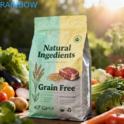 Aangepaste Biologisch Afbreekbare Dierlijke Voeding Verpakking Mylar Zakken Zijvouwzak Honden Kattenvoer Ritssluiting Zak met Ventiel