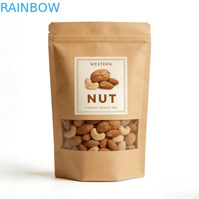 Aangepaste digitale bedrukking Kraft papieren hitte-verzegelde stazak met venster voor dierenvoeding & snacks, vochtbestendig
