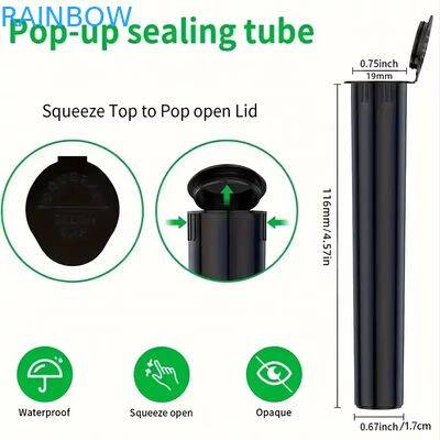 Aangepaste Kleuren 80mm 98mm 109mm 116mm Kindveilig Knijp-Pop Top Tubes Plastic Pre-Packing Rolling Tube Met Etiketsticker