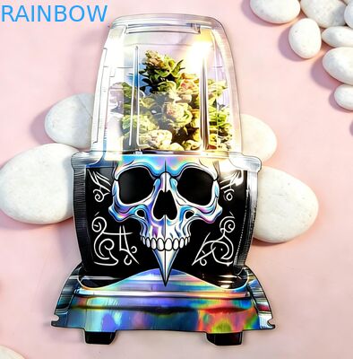 Custom Die Cut Mylar Bags with Child-proof Zippers and Holographic Design for Snack Packaging