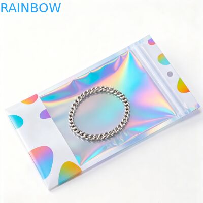 Op maat gemaakte PE-plastic zakken voor sieraden oorbellen Recyclebare anti-oxidatie eenzijdige transparante rits slot opslagzak