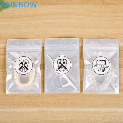Custom Flat Zip Lock Mylar Bags Eenzijdige transparante ritshouders voor valse tanden