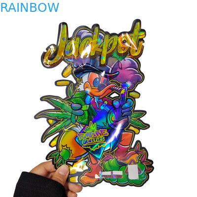 Custom Holographic Smell Proof Child Proof Mylar Bags met opnieuw sluitbare rits voor snackverpakkingen