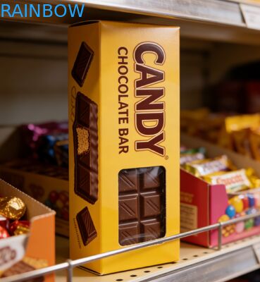 Op maat gemaakte biologisch afbreekbare voedselveilige kraftpapieren doos met doorzichtig venster voor chocoladereepverpakking