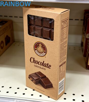 Op maat gemaakte biologisch afbreekbare voedselveilige kraftpapieren doos met doorzichtig venster voor chocoladereepverpakking