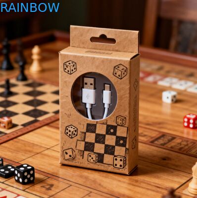 Aanpasbare Hoeveelheid 350g Dikke Papieren Doos met Hot Stamping Afwerking voor USB Kabel Verpakking