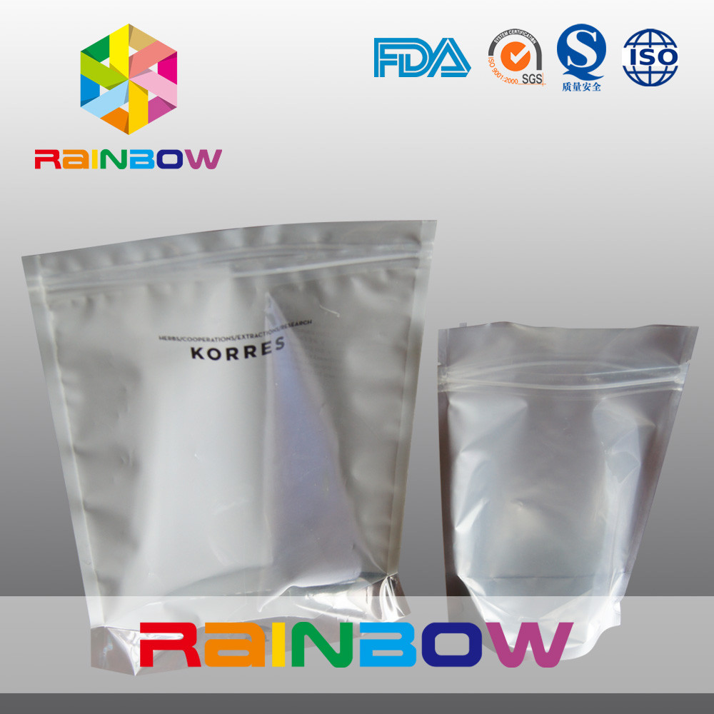 De douane lamineerde Glanzende Zilverachtige Foliezak Verpakking met Ritssluiting