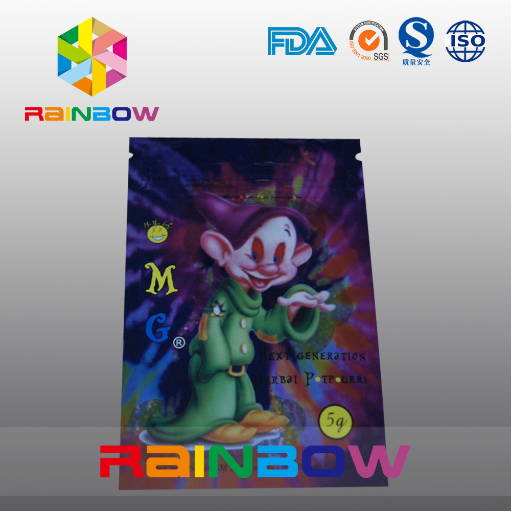 5g OMG Drie de Zij Verpakkende Zak van de Verbindings Kruidenwierook met Ritssluiting