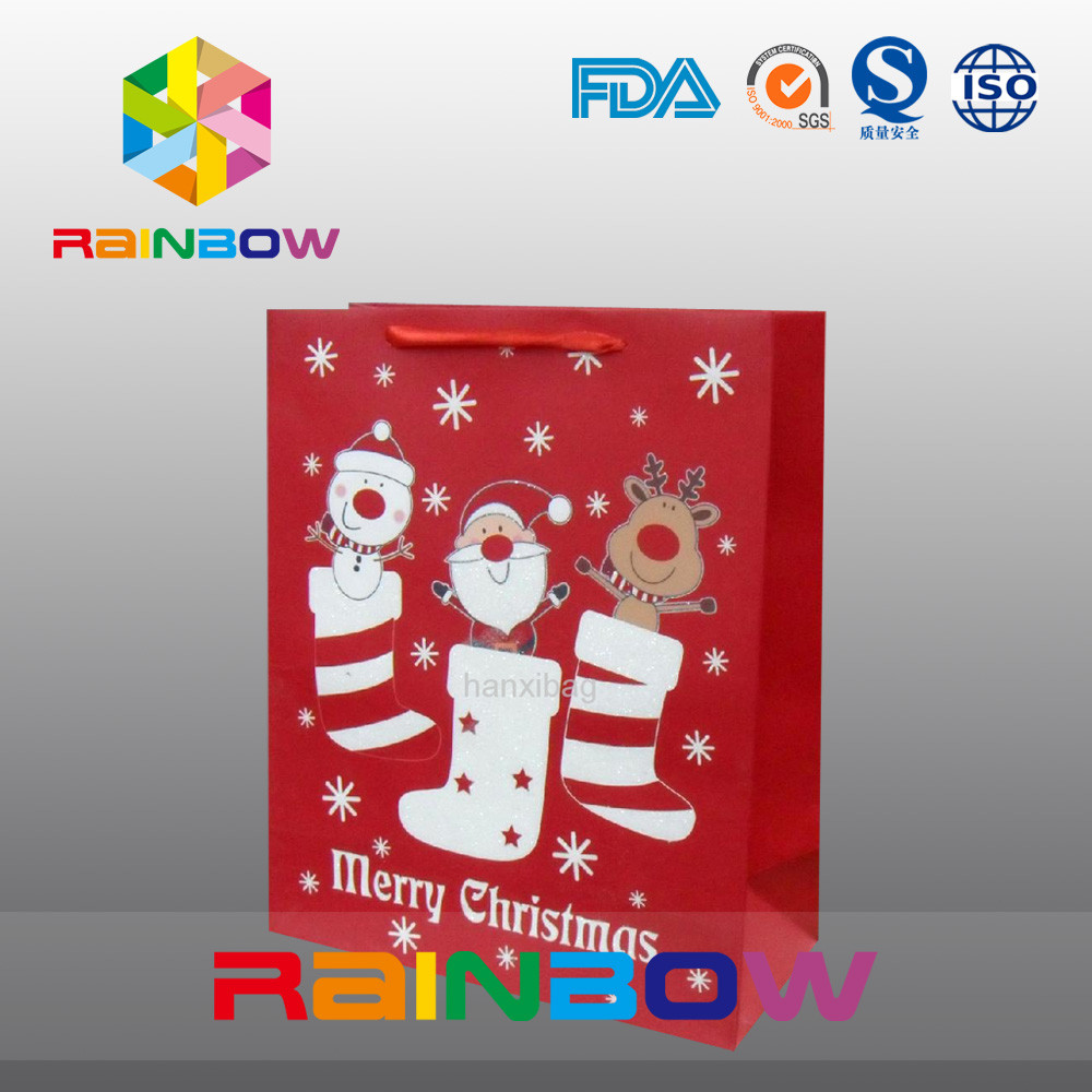 Rode Aangepaste Document de Giftzak van Zakkenkerstmis met Rode Kabel/Leuk Gedrukt