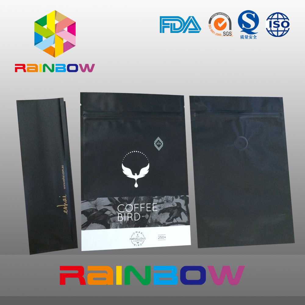 Matte Zwarte Bevindende van de de Boonfolie van de Typekoffie de Zak Verpakkende Zakken met het Met gras bedekken van Klep