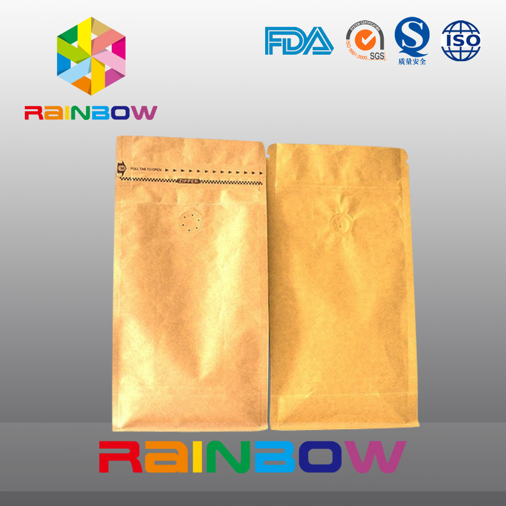 De tribune van de bodemhoekplaat op ritssluitingszakken voor koffie verpakking met klep