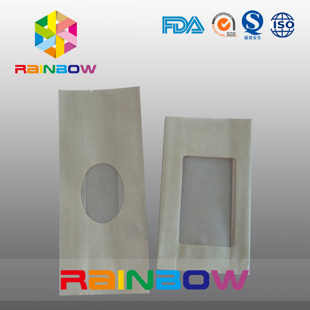 Het Document van hoekplaatkraftpapier Zak voor Suikergoed/Droge Voedselrang Verpakking met Duidelijk Venster