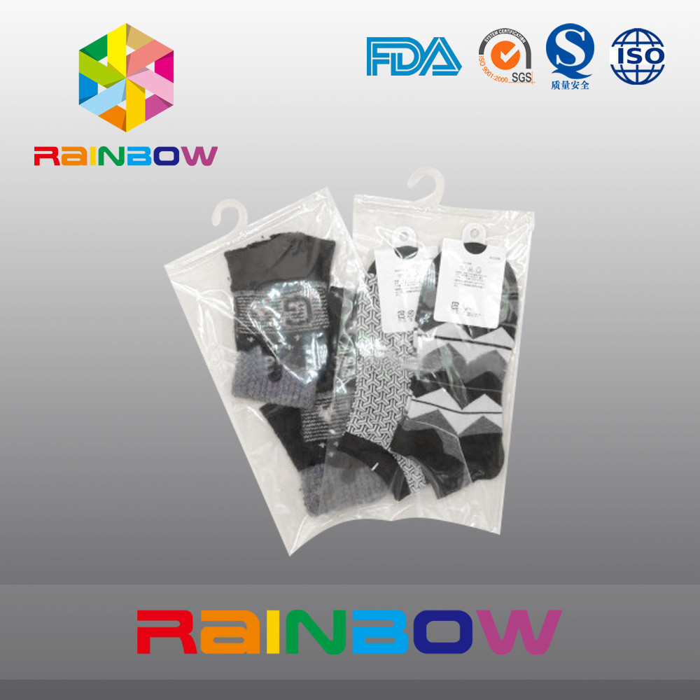 Melk Witte Duidelijke Plastic Zakken die Hangende Haakzak met Ritssluiting voor Sokken verpakken