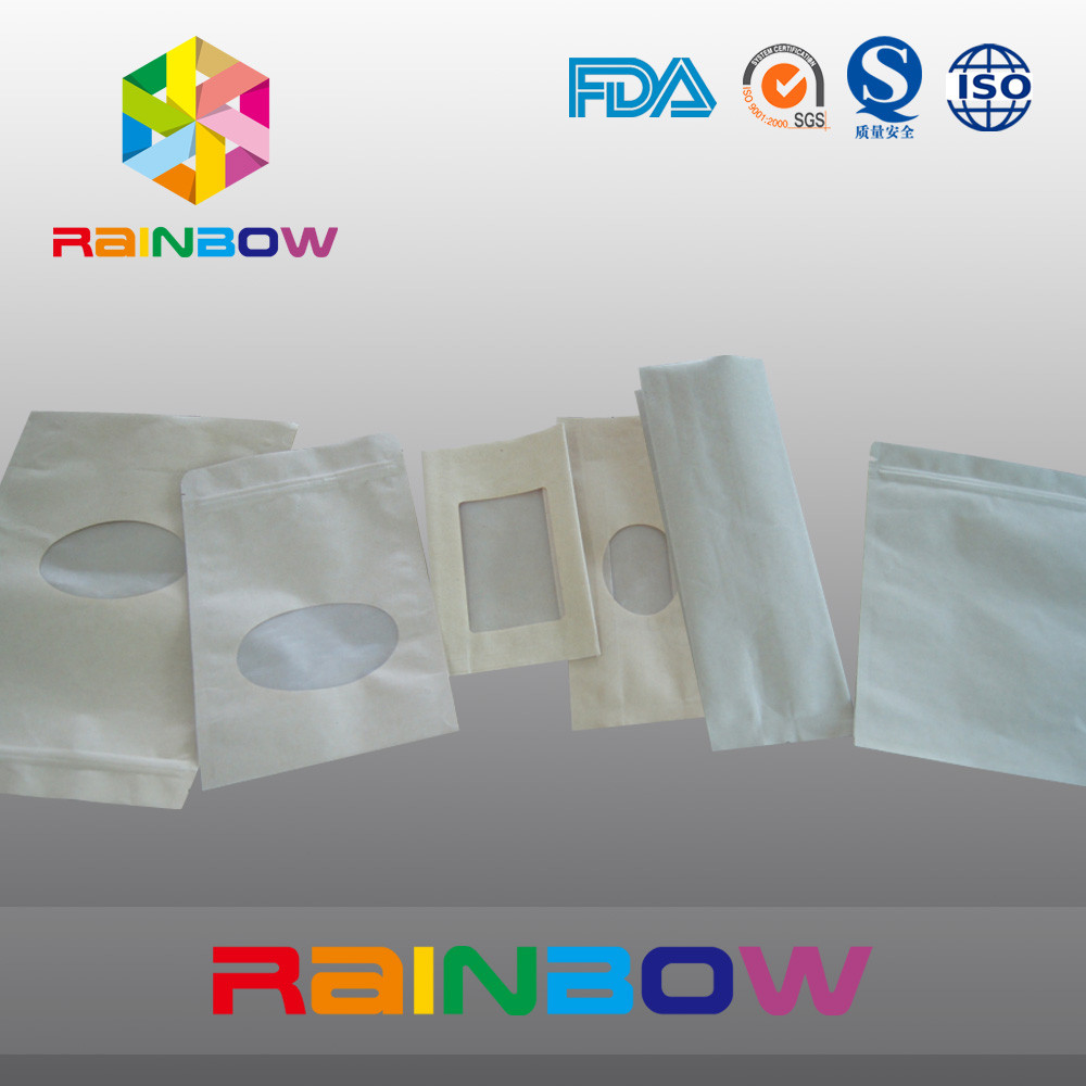 Bruine Kraftpapier-Document Zaktribune die omhoog Zak met Ritssluiting, Ritssluitingszak voor Suikergoed verpakken/Voedsel