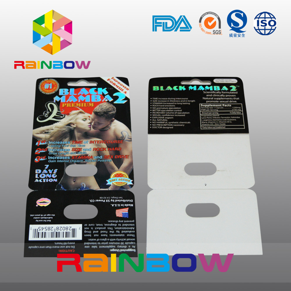 Aangepaste Document Verpakkende het Document van de Blaarkaart Kaart voor Seksuele Pillen