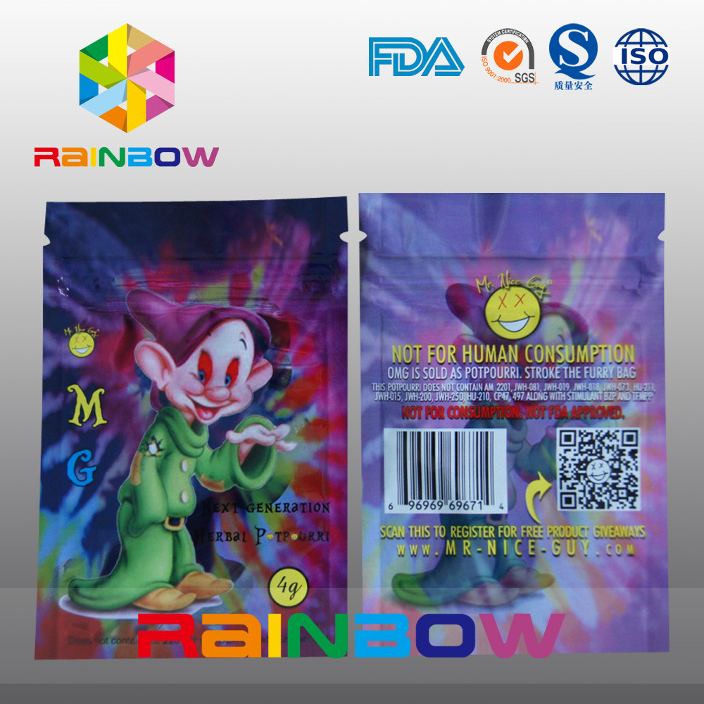 Van de het Embleemm.g de Kruidenwierook van de douanedruk van de Ritssluitingszakken Zak van de het Kruidrook 5g 4g